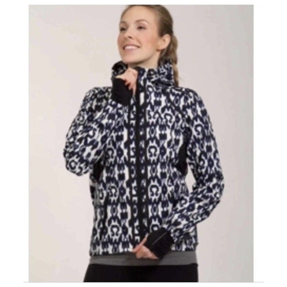 LULULEMON Downtime Sprinkler IKAT Hooded Vented Jacket RARE Print - Size 4 - Picture 1 of 13